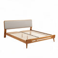 Wooden Bed Frame with Fabric Headboard – For Bedroom Use – Solid Wood and Fabric – 200 x 150 x 30cm