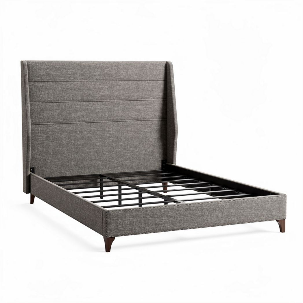 Upholstered Bed Frame with Platform Base for Bedroom Use – 218 x 163 x 112cm