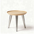 Bamboo Round Side Table for Living Room Use with Metal Legs - 60 x 60 x 40cm