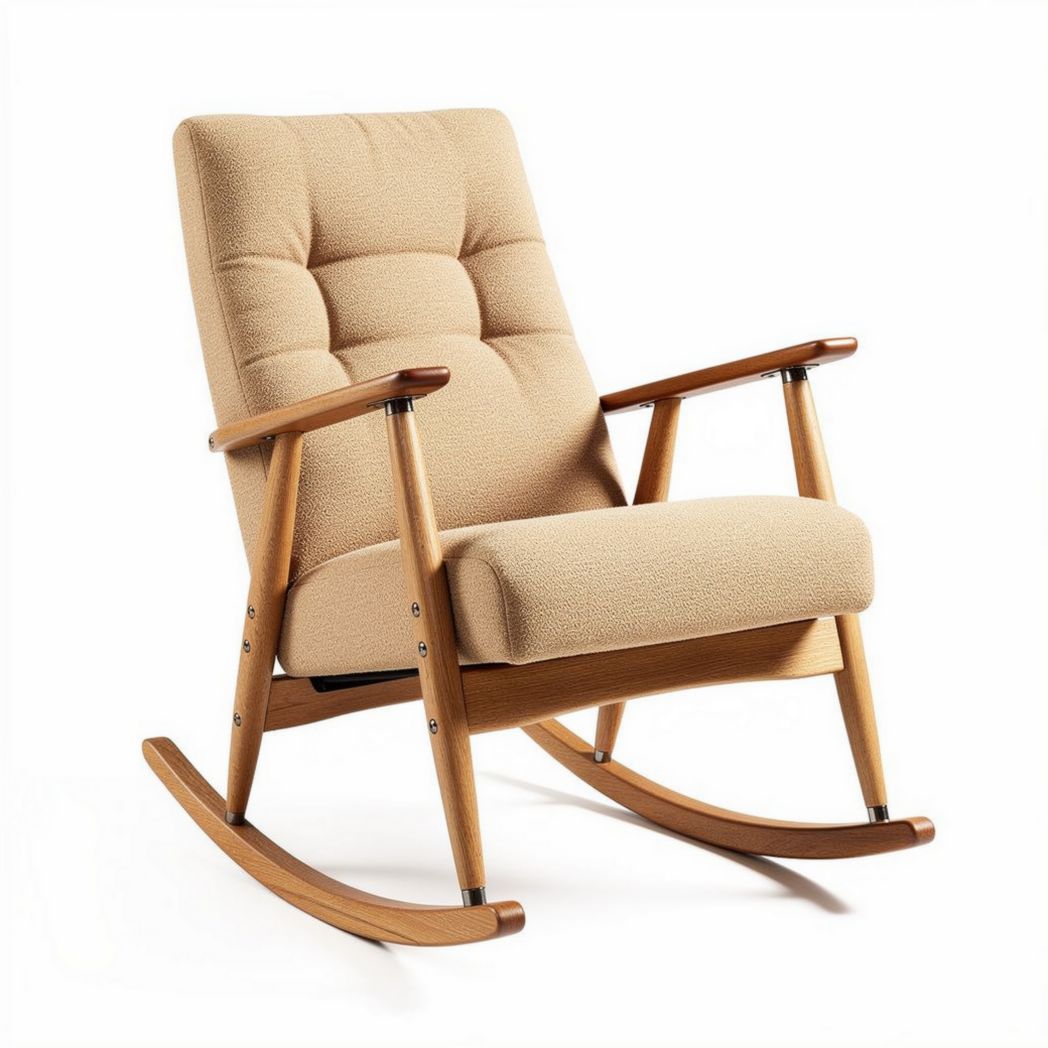 Rocking Chair for Relaxation – Soft Fabric Upholstery with Wooden Frame – 70 x 75 x 85cm