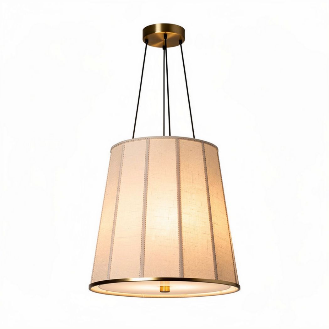 Fabric Pendant Light Fixture for Indoor Use with Metal Accents – 25 x 25 x 40cm