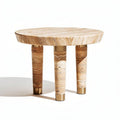 Marble Round Side Table for Living Room Use with Metal Legs 60 x 60 x 45cm