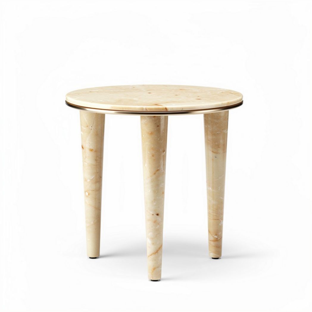Marble Side Table for Living Room Use with 3 Wooden Legs 50 x 50 x 45cm