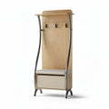 Wood and Metal Hallway Coat Rack with Seat – 180 x 80 x 40cm