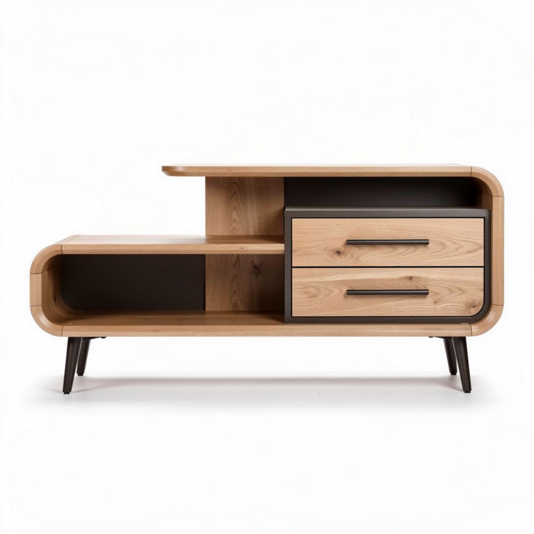 Wooden TV Stand with Drawers – Ideal for Living Room Use – Made of Plywood and MDF – 120 x 40 x 60cm