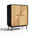 Wooden Storage Cabinet with Geometric Design for Home or Office Use, Made from MDF and Wood Veneer, 80 x 40 x 120cm