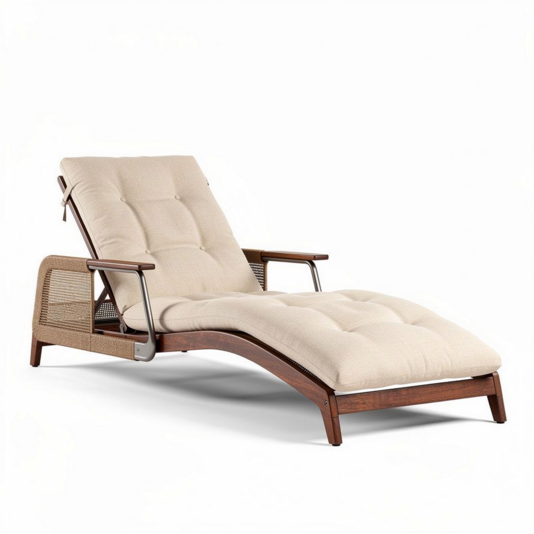 Wooden Lounge Chair with Cushion for Relaxation – 180 x 70 x 60cm