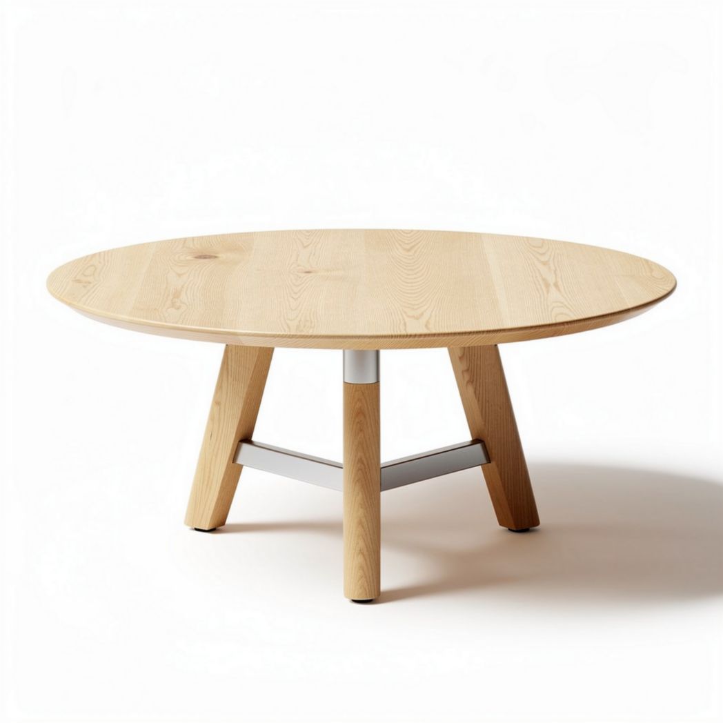 Round Coffee Table for Living Room Use, Made from Wood and Metal, 100 x 100 x 40cm