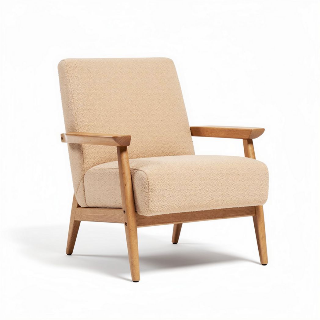 Upholstered Lounge Chair for Living Room Use – Fabric and Wood Combination – 75 x 70 x 80cm