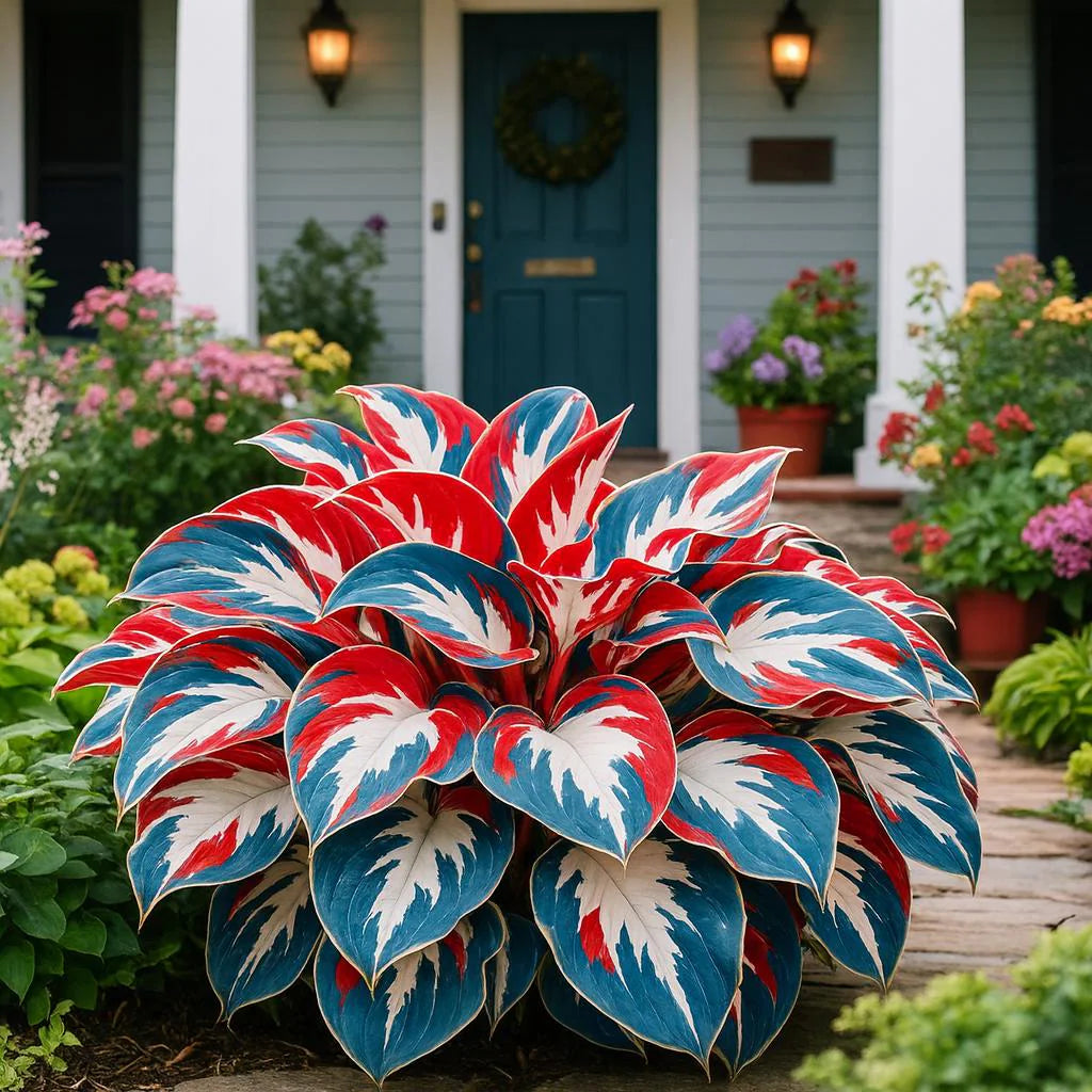 40/200/400 Red White Green Tricolor Hosta Seeds | Shade-loving perennial with lush foliage for beds, borders, pots and ground covers(40 Seeds)