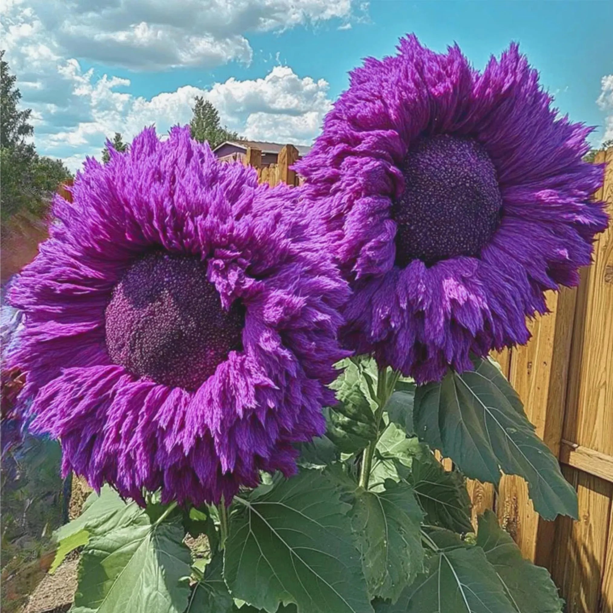 45 Purple Giant Teddy Bear Sunflower Seeds | Rare Heirloom Variety